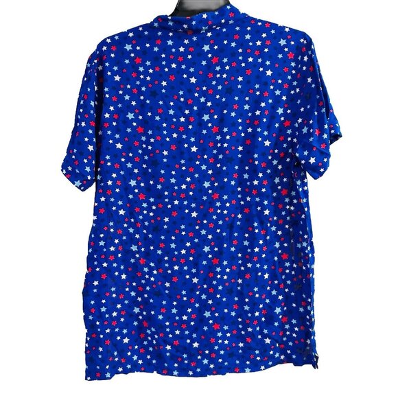 Mens 2XL Patriotic Shirt Button Down W/ Florida Patch Red White Blue Stars - Picture 6 of 8